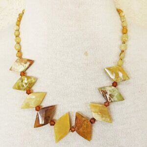 Southwestern Golden Yellow Opal Beaded Statement Bib Necklace
